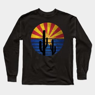 Retro cactus Arizona Flag Long Sleeve T-Shirt